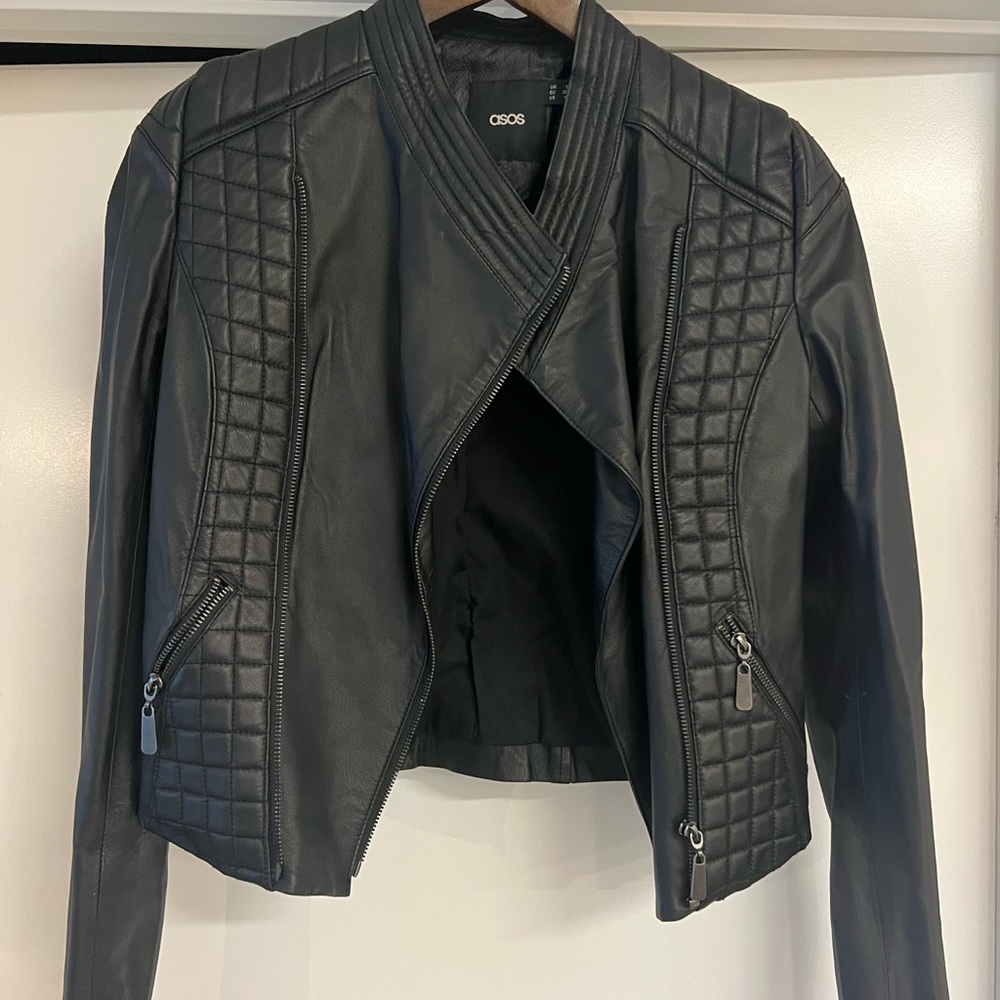 Real leather black biker jacket